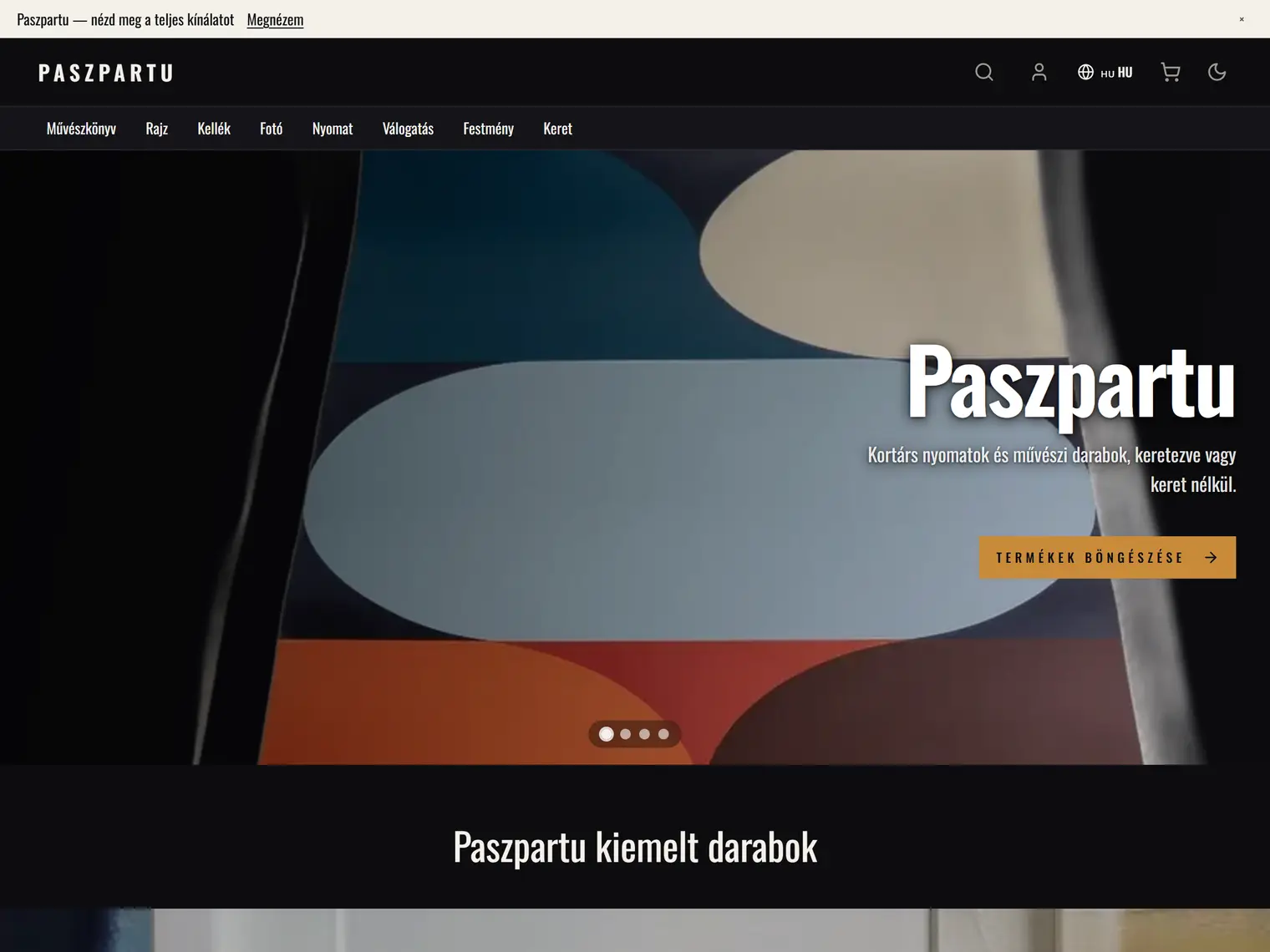 A Paszpartu kinézet a demó boltban