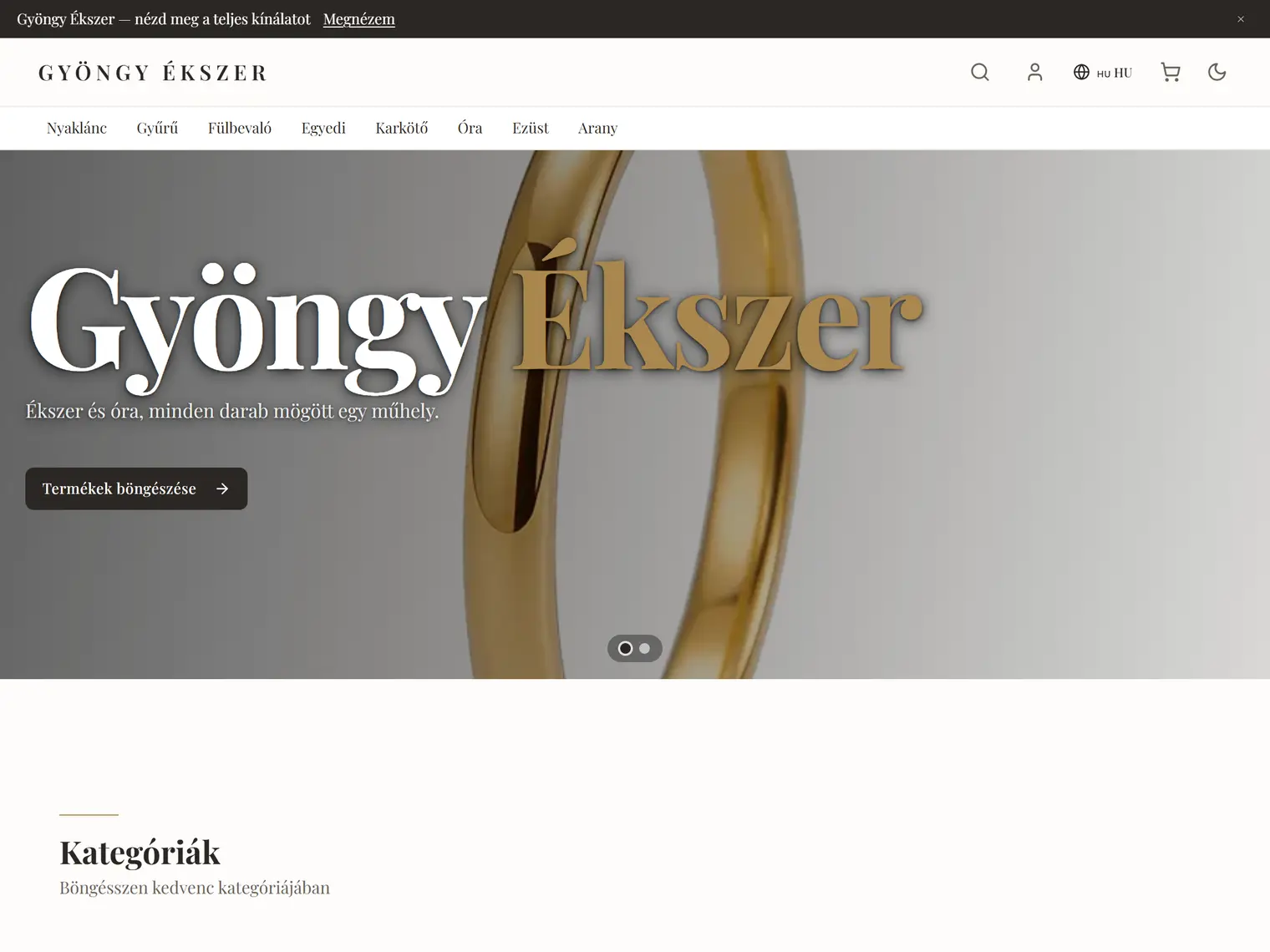 A Gyöngy kinézet a demó boltban