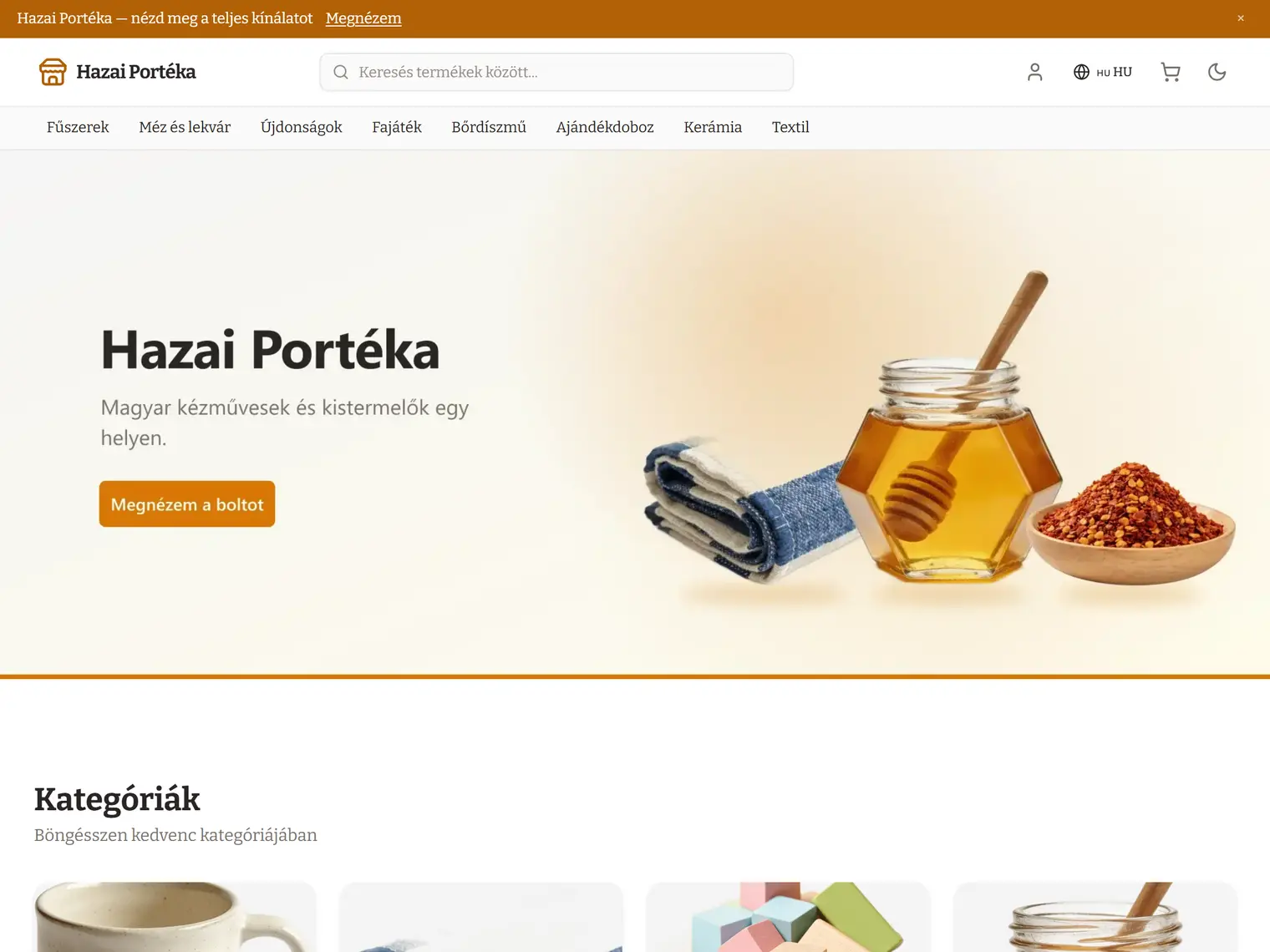 A Magyar kinézet a demó boltban