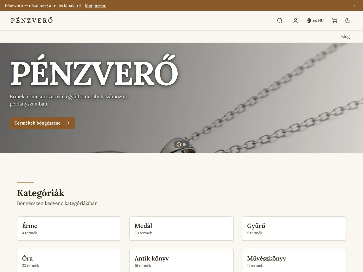 A Pénzverő kinézet a demó boltban