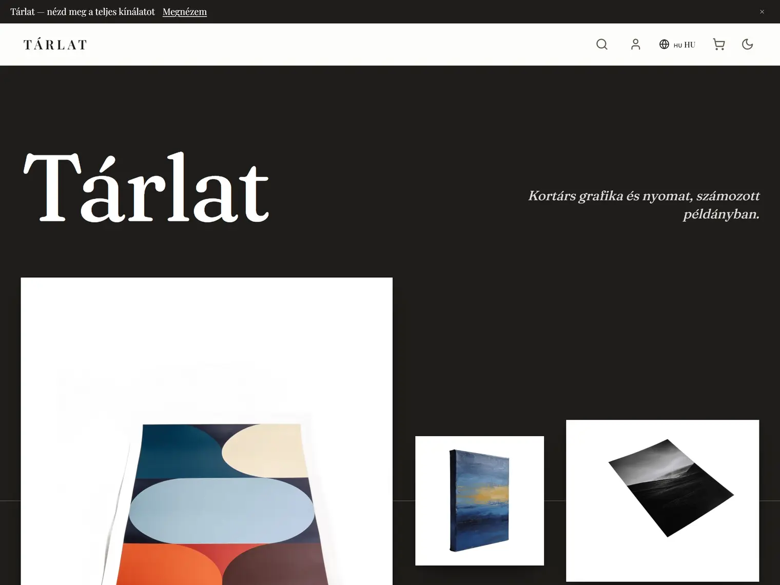 A Tárlat kinézet a demó boltban