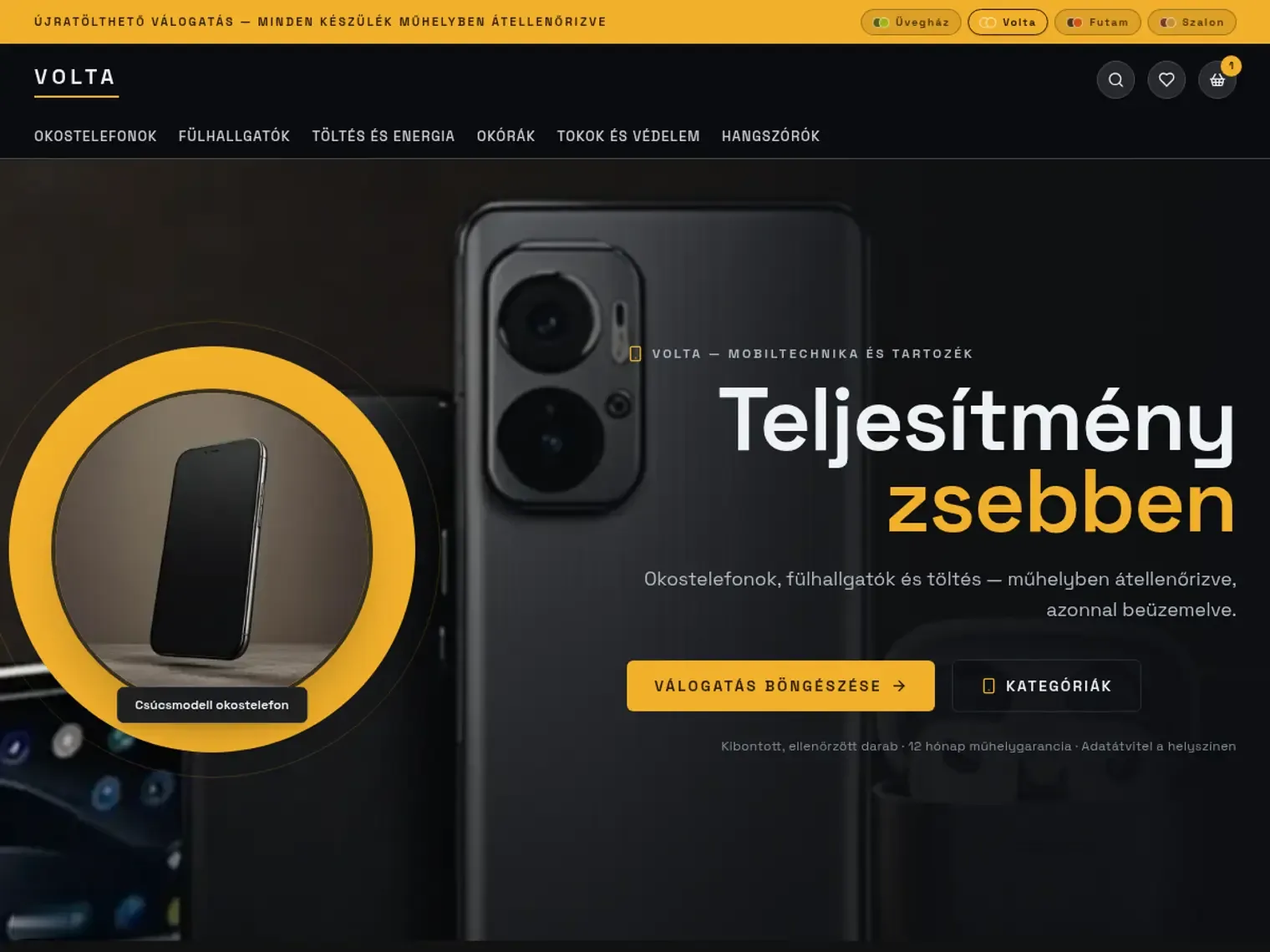 A Volta kinézet a demó boltban